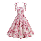 Women's Floral Summer Midi Dress with Tie Straps