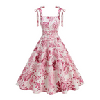 Women's Floral Summer Midi Dress with Tie Straps