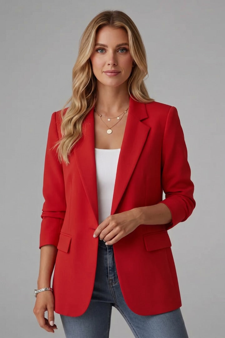 Women's Formal Blazer Jacket with Single Button Front