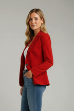 Women's Formal Blazer Jacket with Single Button Front