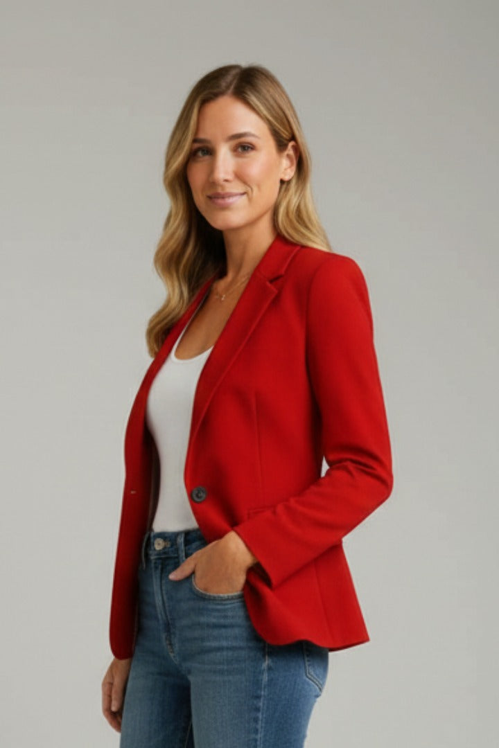 Women's Formal Blazer Jacket with Single Button Front