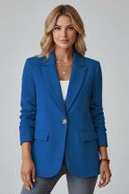 Women's Formal Blazer Jacket with Single Button Front