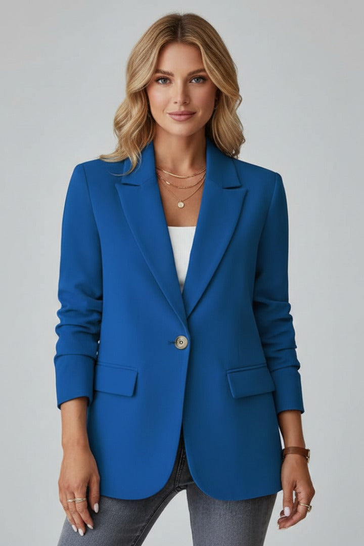 Women's Formal Blazer Jacket with Single Button Front