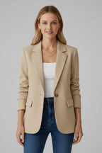 Women's Formal Blazer Jacket with Single Button Front