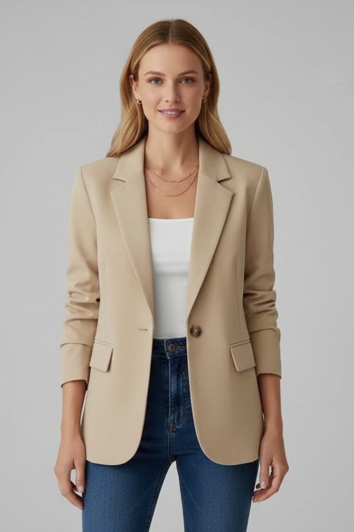 Women's Formal Blazer Jacket with Single Button Front