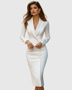 Women's Formal Blazer Midi Dress with Button Front