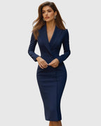 Women's Formal Blazer Midi Dress with Button Front