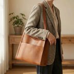 Women's Large Shoulder Tote Bag with Front Pocket
