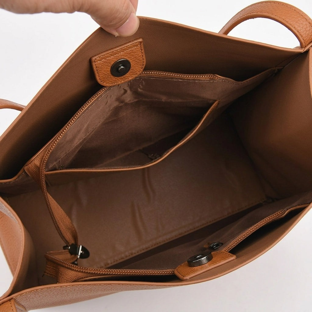 Women's Large Shoulder Tote Bag with Front Pocket
