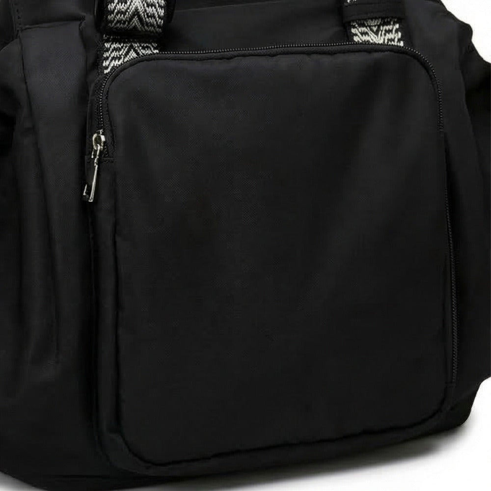 Women's Large Travel Tote Bag with Patterned Shoulder Strap
