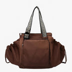Women's Large Travel Tote Bag with Patterned Shoulder Strap