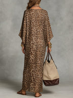Women's Leopard Print Maxi Dress with Twist Front