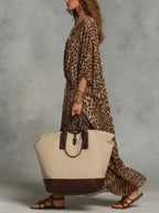 Women's Leopard Print Maxi Dress with Twist Front
