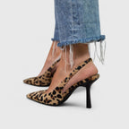 Women's Leopard Print Stilettos with Slingback Strap
