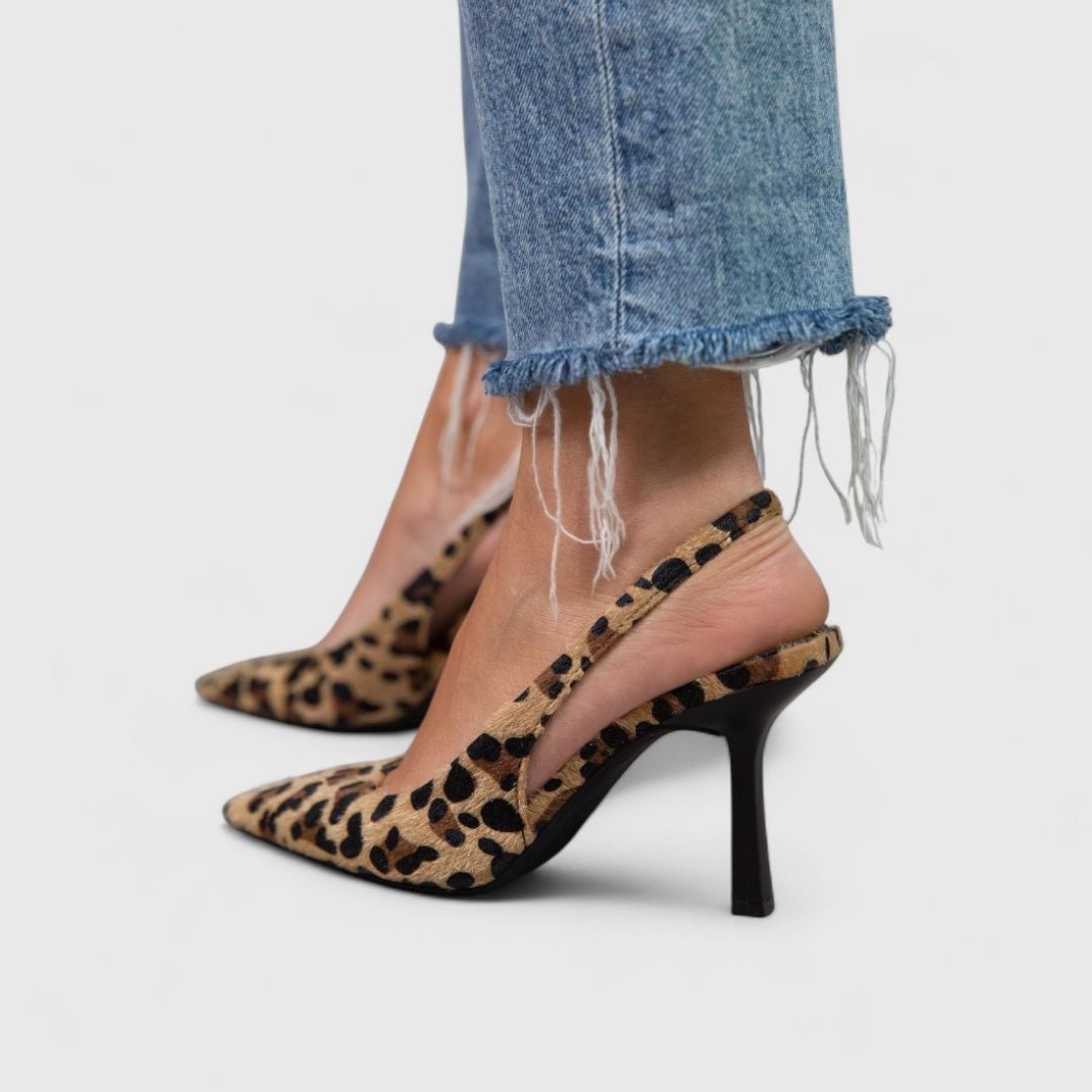 Women's Leopard Print Stilettos with Slingback Strap