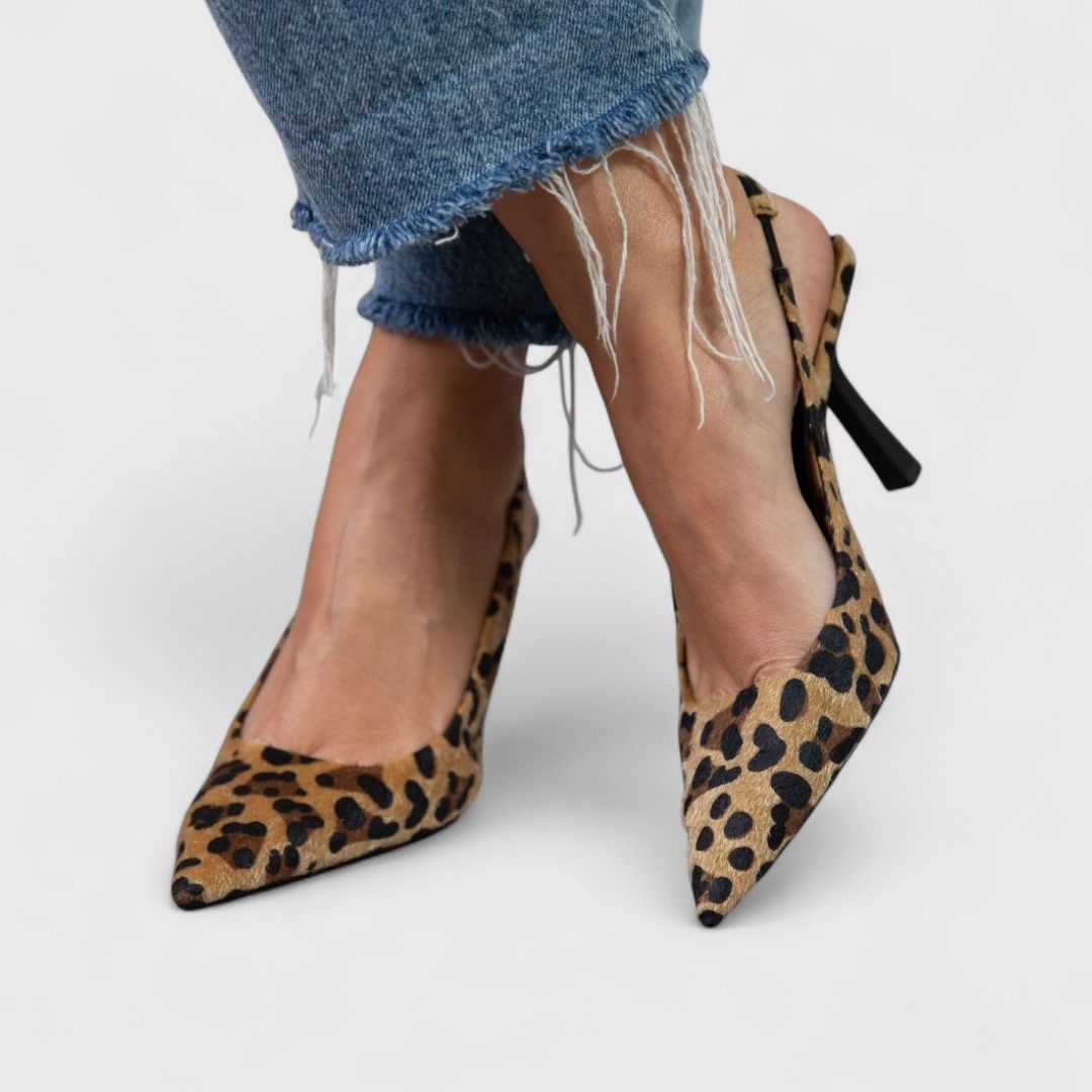 Women's Leopard Print Stilettos with Slingback Strap