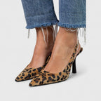Women's Leopard Print Stilettos with Slingback Strap