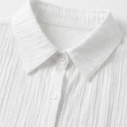 Women's Linen Oversized Blouse with Button Front and Chest Pocket