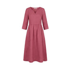 Women's Linen Summer Midi Dress with Pockets