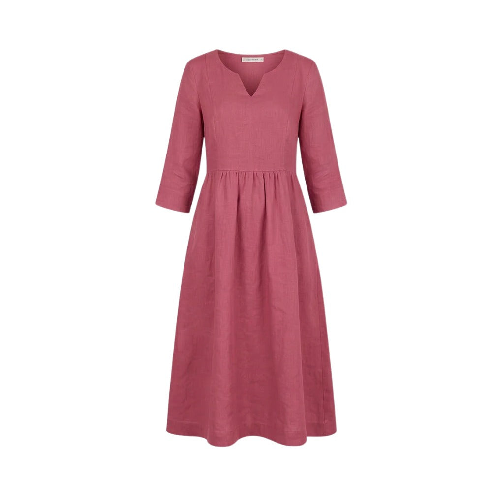 Women's Linen Summer Midi Dress with Pockets