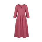 Women's Linen Summer Midi Dress with Pockets