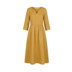 Women's Linen Summer Midi Dress with Pockets