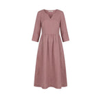 Women's Linen Summer Midi Dress with Pockets