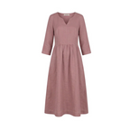 Women's Linen Summer Midi Dress with Pockets