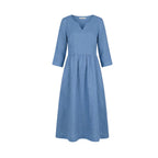 Women's Linen Summer Midi Dress with Pockets