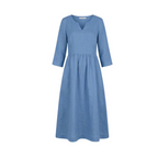 Women's Linen Summer Midi Dress with Pockets