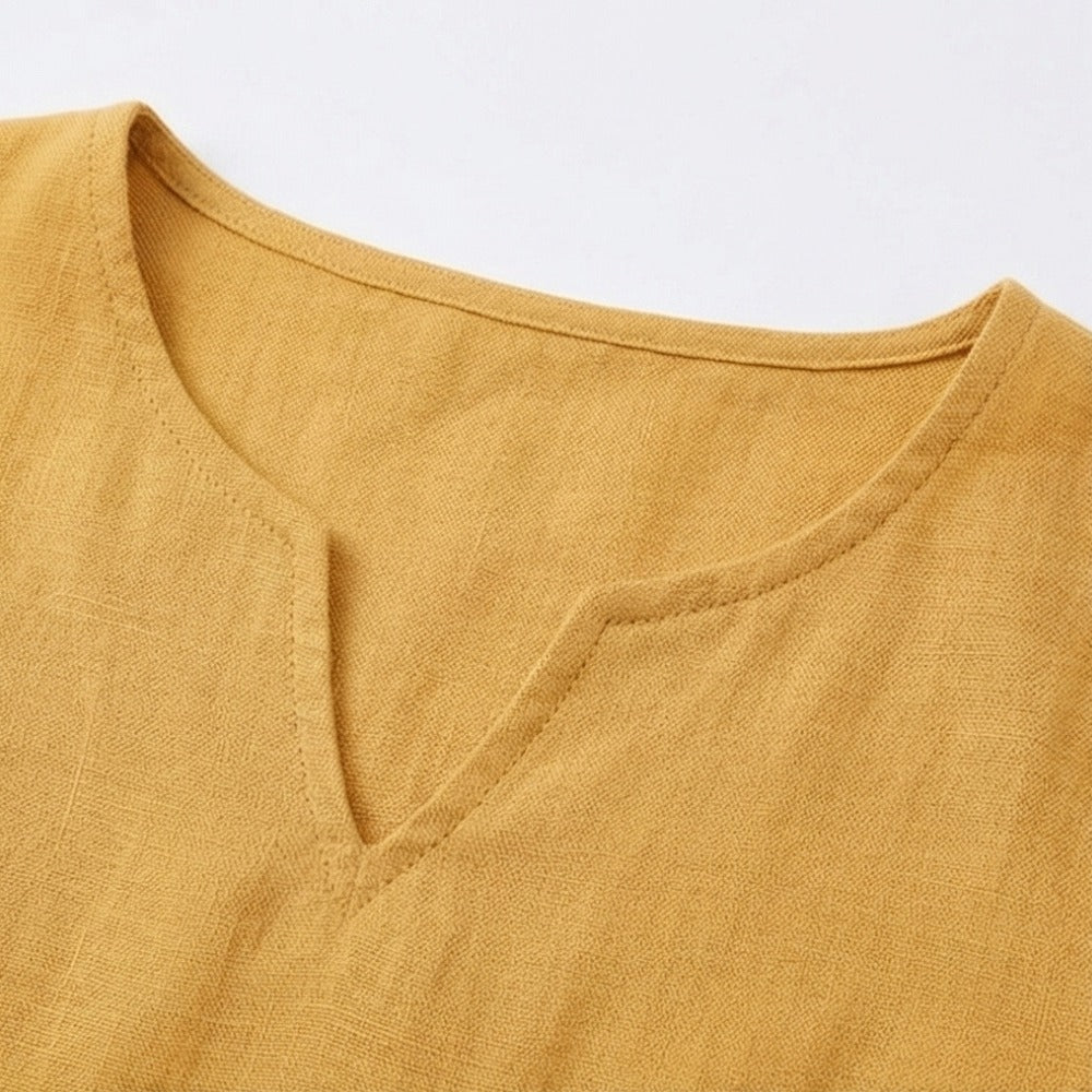 Women's Linen Summer Midi Dress with Pockets
