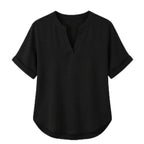 Women's Linen Tunic Blouse with V-Neck