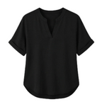 Women's Linen Tunic Blouse with V-Neck