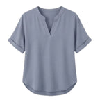 Women's Linen Tunic Blouse with V-Neck