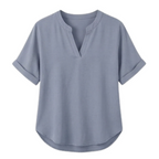 Women's Linen Tunic Blouse with V-Neck