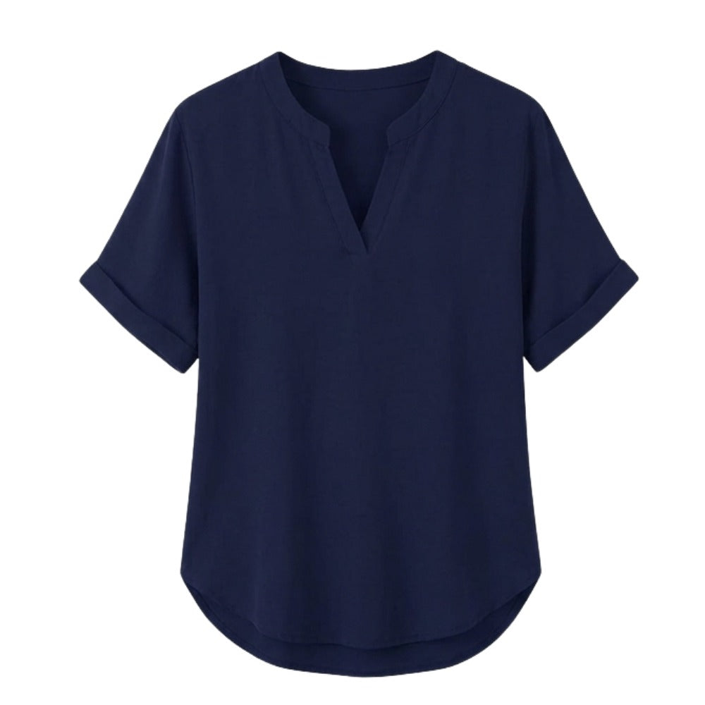 Women's Linen Tunic Blouse with V-Neck