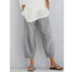 Women's Linen Wide Leg Pants with Cropped Hem
