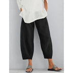 Women's Linen Wide Leg Pants with Cropped Hem