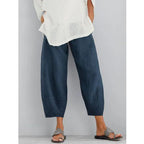 Women's Linen Wide Leg Pants with Cropped Hem