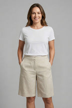 Women's Linen Wide Leg Shorts with High Waist and Pockets