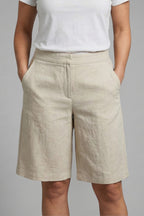 Women's Linen Wide Leg Shorts with High Waist and Pockets