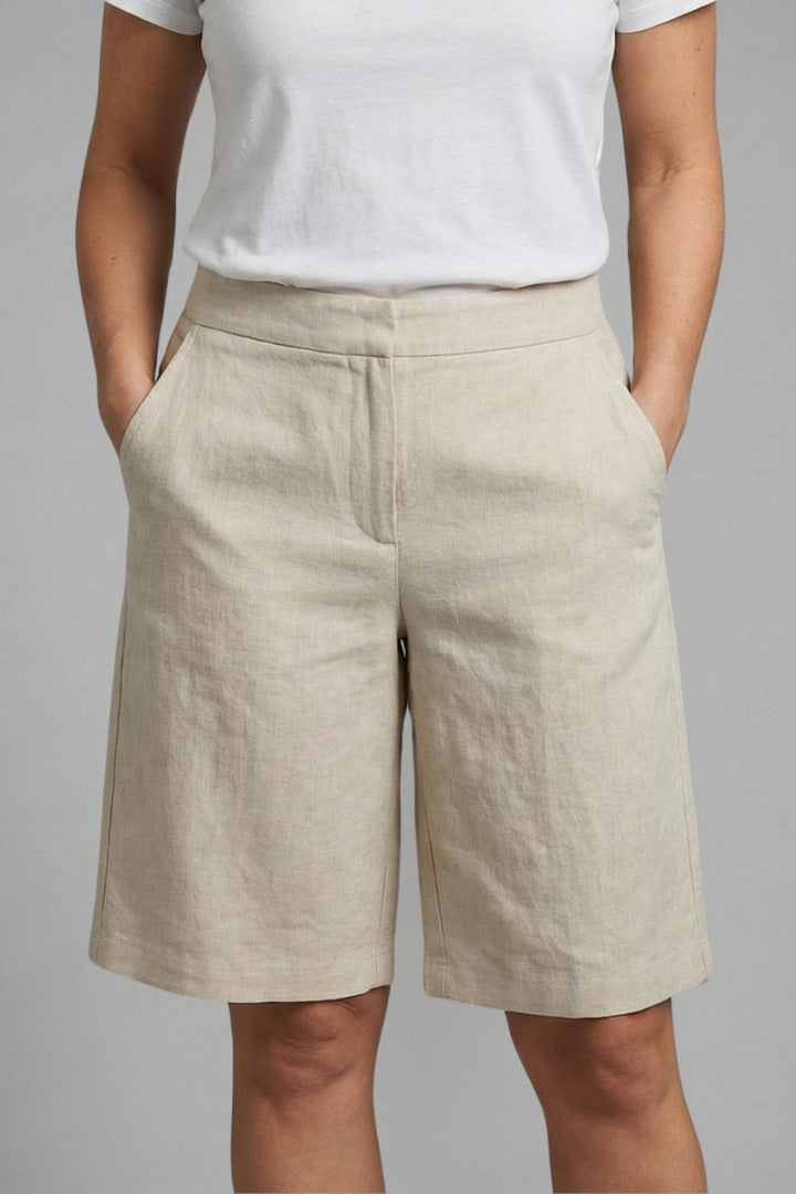Women's Linen Wide Leg Shorts with High Waist and Pockets