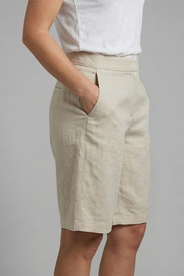 Women's Linen Wide Leg Shorts with High Waist and Pockets