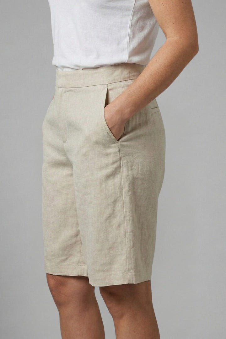 Women's Linen Wide Leg Shorts with High Waist and Pockets