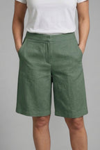 Women's Linen Wide Leg Shorts with High Waist and Pockets