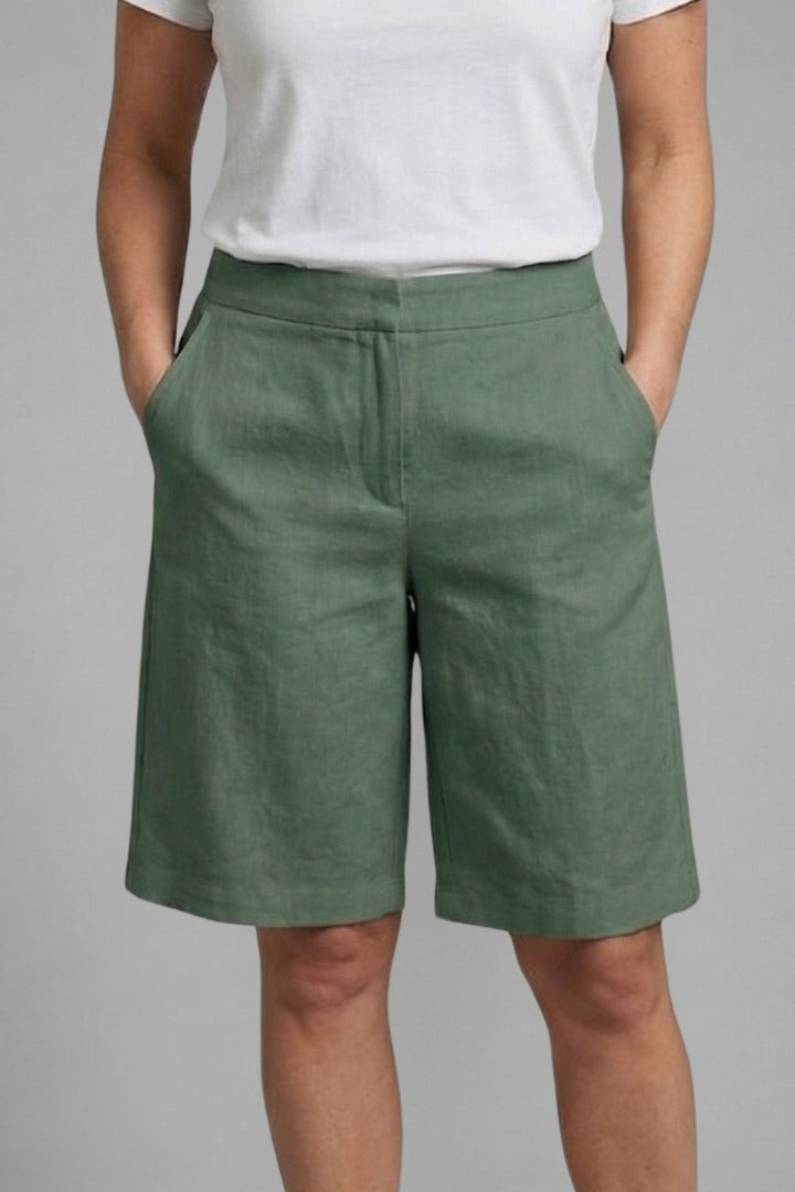 Women's Linen Wide Leg Shorts with High Waist and Pockets