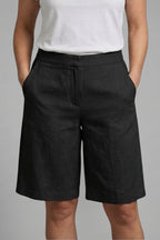 Women's Linen Wide Leg Shorts with High Waist and Pockets