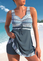 Women's Modest Tankini Swimwear with Skirt Overlay and Shorts