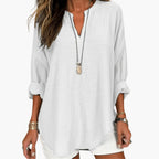 Women's Oversized Long Sleeve Blouse with V-Neck