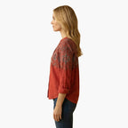 Women's Paisley Boho Shirt with Button Front
